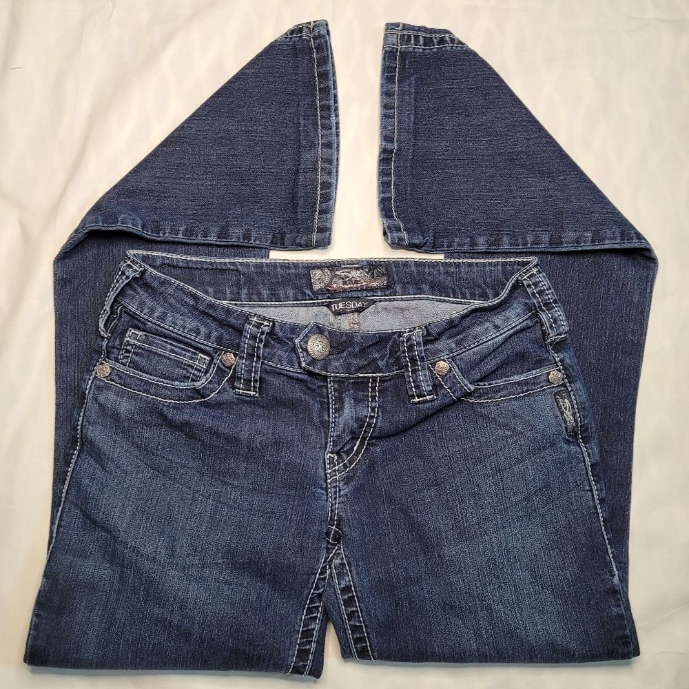 SILVER Jeans Company Tuesday Dark Blue Wash Women's Denim Jeans Pants - Picture 5 of 11